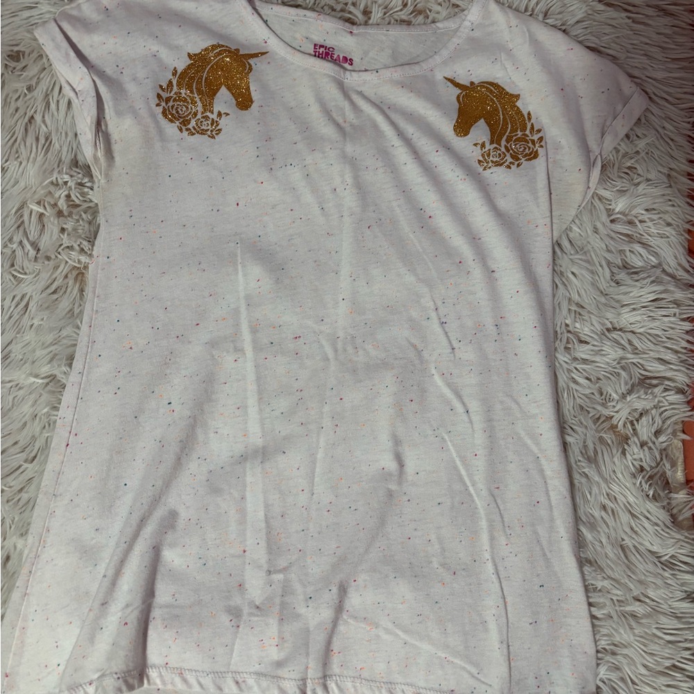 Epic Threads Gold Unicorn Tee - White